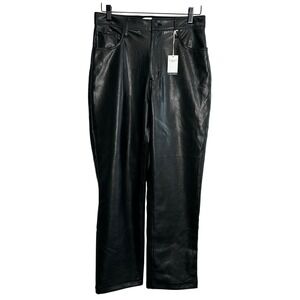 Abercrombie & Fitch 90s Straight Ultra High Rise Pants 29/8S Black Vegan Leather